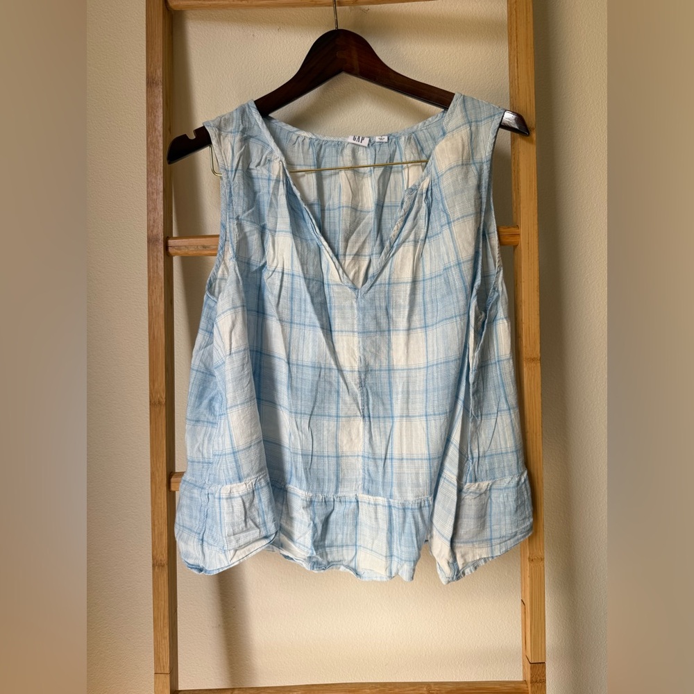 GAP Light Blue Checkered Blouse